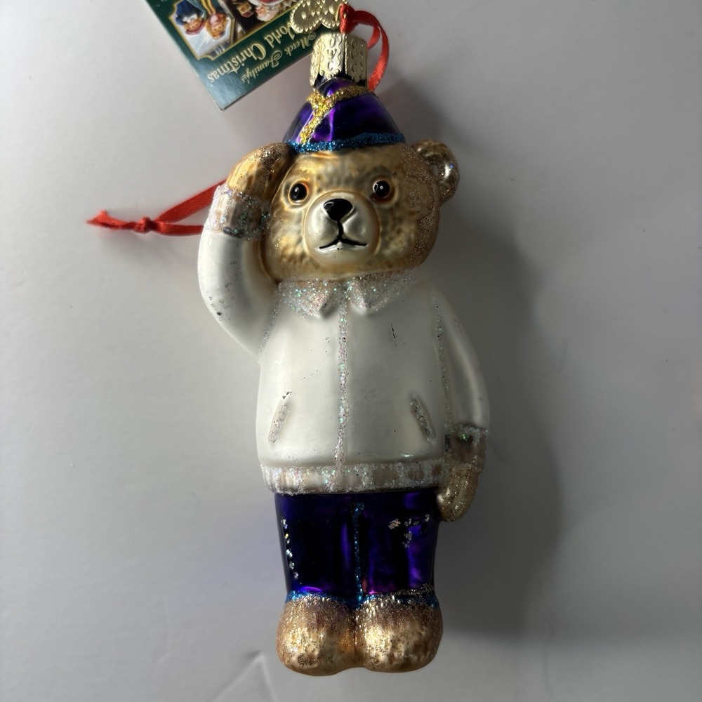 Lot Of 3 Old World Vetrans Bear Ornaments Christmas Blown Glass Salute Tradition - Picture 2 of 7